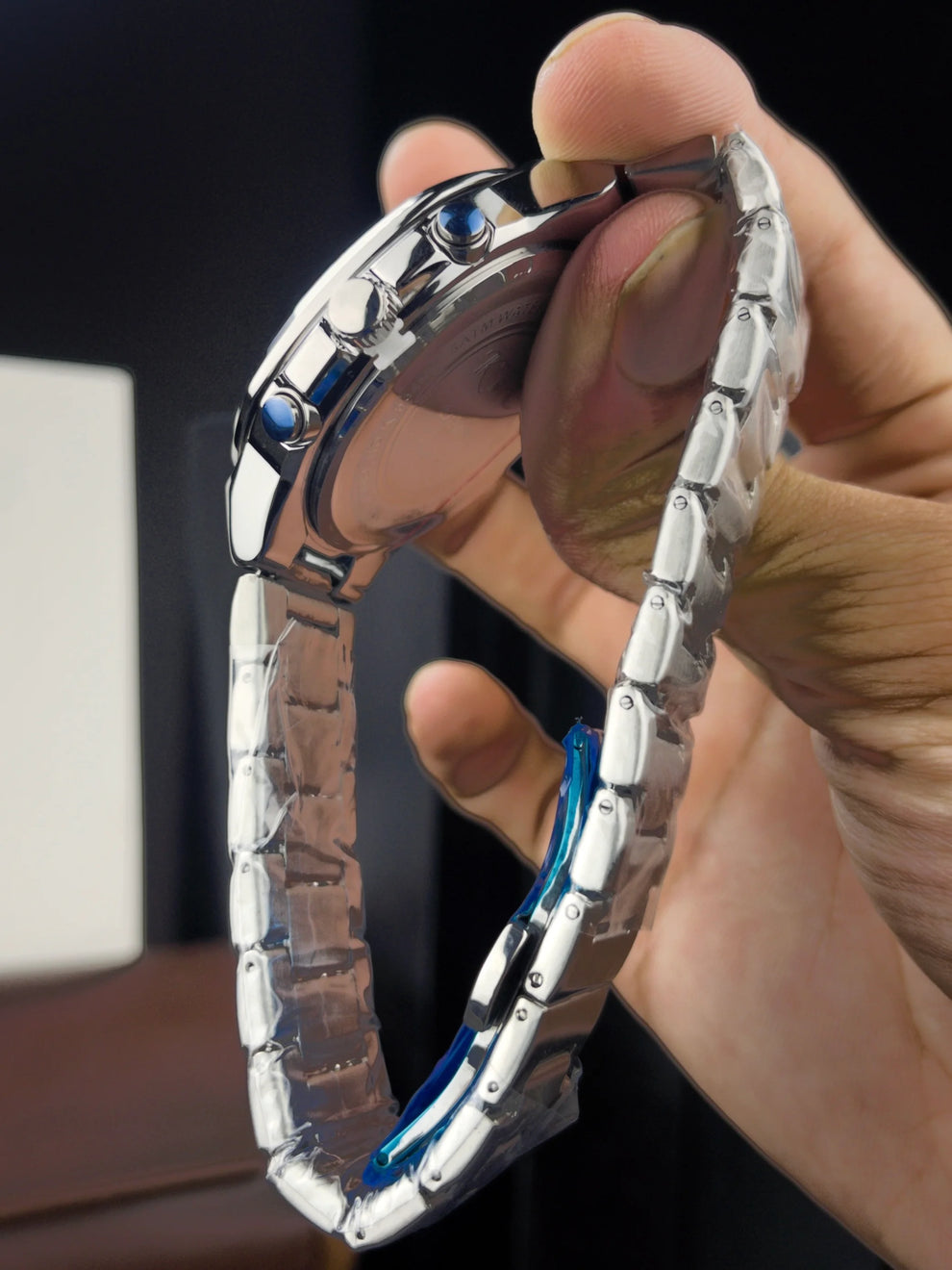 KWC K-554-6H | SILVER CHAIN BLACK DIAL