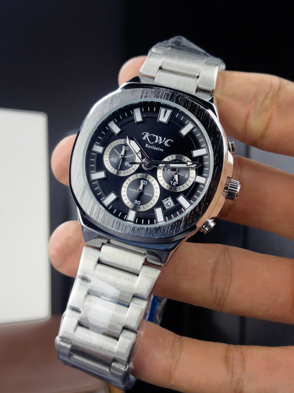 KWC K-554-6H | SILVER CHAIN BLACK DIAL