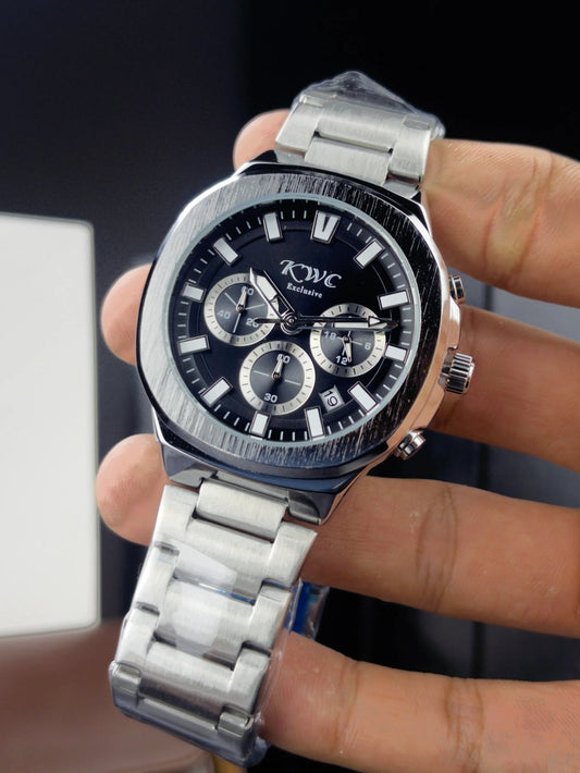 KWC K-554-6H | SILVER CHAIN BLACK DIAL
